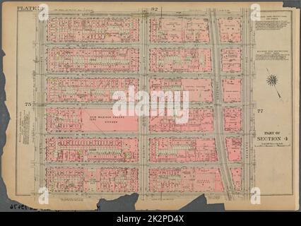 Kartografisch, Karten. 1925. Lionel Pincus und Prinzessin Firyal Map Division. Immobilien , New York (Bundesstaat) , New York, Manhattan (New York, N.Y.) Tafel 76, Teil von Abschnitt 4: Begrenzt durch W. 53. Street, Seventh Avenue, W. 47. Street und Ninth Avenue Stockfoto