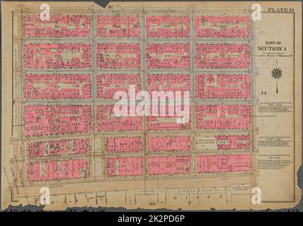 Kartografisch, Karten. 1930. Lionel Pincus und Prinzessin Firyal Map Division. Immobilien , New York (Bundesstaat) , New York, Manhattan (New York, N.Y.) Platte 13, Teil von Abschnitt 1: Begrenzt durch East Broadway, Montgomery Street, (East River Piers) South Street, Pike Slip und Pike Street Stockfoto