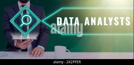 Konzeptionelle Bildunterschrift Datenanalysten. Business Showcase Programmer Design and Create Report identifiziert Muster Stockfoto