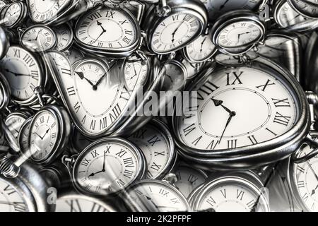 Droste Effekt Hintergrund mit unendlicher Uhr Spirale. Abstraktes Design für zeitbezogene Konzepte. Stockfoto