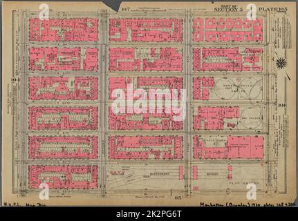 Kartografisch, Karten. 1930. Lionel Pincus und Prinzessin Firyal Map Division. Immobilien , New York (Bundesstaat) , New York, Manhattan (New York, N.Y.) Platte 105, Teil von Abschnitt 5: Begrenzt durch E. 65. Street, York Avenue, E. 59. Street und Third Avenue Stockfoto