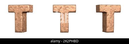 Buchstabe T aus Kupfer Buchstaben Alphabet Sammlung Set. Isoliert. 3D-Rendering Stockfoto