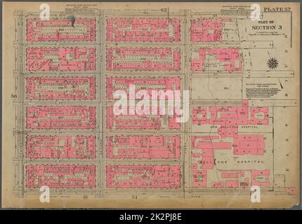 Kartografisch, Karten. 1930. Lionel Pincus und Prinzessin Firyal Map Division. Immobilien , New York (Bundesstaat) , New York, Manhattan (New York, N.Y.) Platte 57, Teil von Abschnitt 3: Begrenzt durch E. 32. Street, (East River Piers) First Avenue, E. 26. Street und Third Avenue Stockfoto