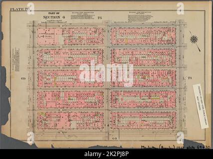 Kartografisch, Karten. 1925. Lionel Pincus und Prinzessin Firyal Map Division. Immobilien , New York (Bundesstaat) , New York, Manhattan (New York, N.Y.) Tafel 70, Teil von Abschnitt 4: Begrenzt durch W. 47. Street, Ninth Avenue, W. 42. Street und Eleventh Avenue Stockfoto