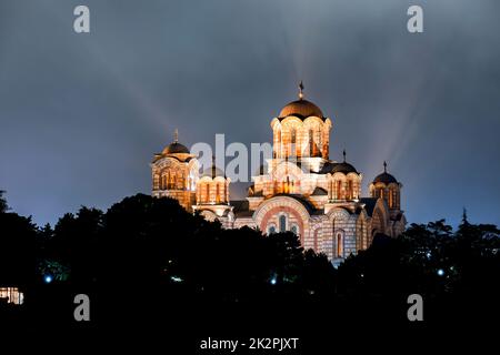 Kirche St. Marco bei Nacht. Belgrad, Serbien Stockfoto