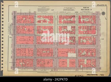 Kartografisch, Karten. 1955 - 1956. Lionel Pincus und Princess Firyal Map Division. Immobilien , New York (Bundesstaat) , New York (N.Y.), Manhattan (New York, N.Y.) Platte 61, Teil von Abschnitt 3: Begrenzt durch E. 37. Street, Third Avenue, E. 32. Street und Fifth Avenue. Stockfoto