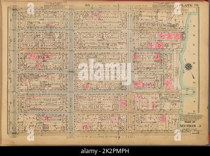 Kartografisch, Karten. 1927. Lionel Pincus und Prinzessin Firyal Map Division. Immobilien , New York (Bundesstaat) , New York, Manhattan (New York, N.Y.) Platte 79, Teil von Abschnitt 5: Begrenzt durch E. 53. Street, (East River Piers) First Avenue, E. 47. Street und Third Avenue Stockfoto