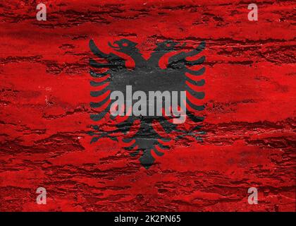 Albanien Flagge - realistische wehende Stoff Flagge Stockfoto