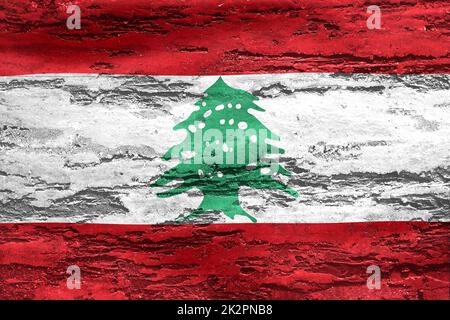 3D-Illustration einer libanesischen Flagge - realistisch winkende Stoffflagge Stockfoto