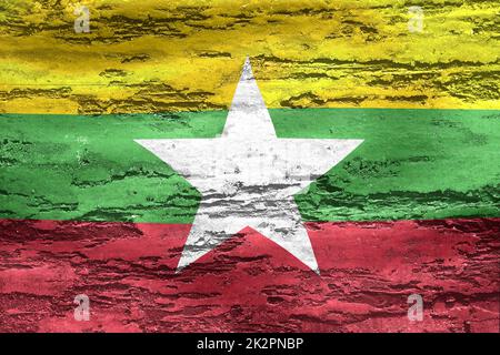 3D-Illustration einer Myanmarer Flagge - realistisch winkende Stoffflagge Stockfoto