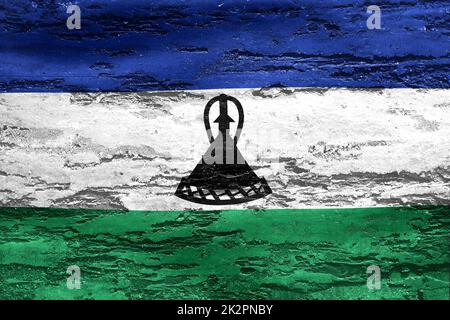 3D-Darstellung einer Lesotho-Flagge - realistisch winkende Stoffflagge Stockfoto