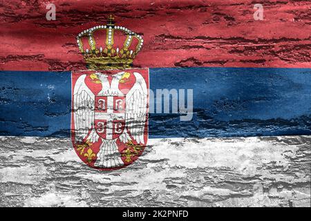 3D-Illustration einer serbischen Flagge - realistisch winkende Stoffflagge Stockfoto