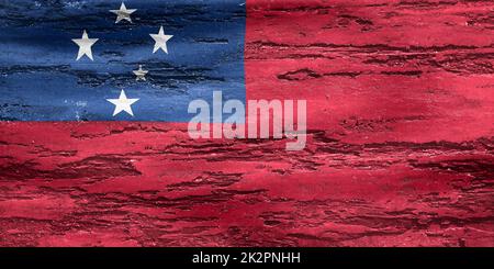 3D-Illustration einer samoanischen Flagge - realistisch winkende Stoffflagge Stockfoto
