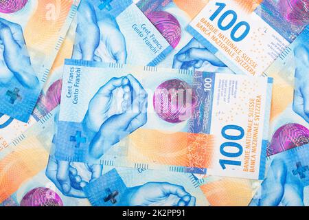 Schweizer Geld - Franken - ein geschäftlicher Hintergrund Stockfoto