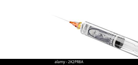 Kosten für Entwicklung und Entstehung der Coronavirus-Impfung. 3D Rendering Stockfoto
