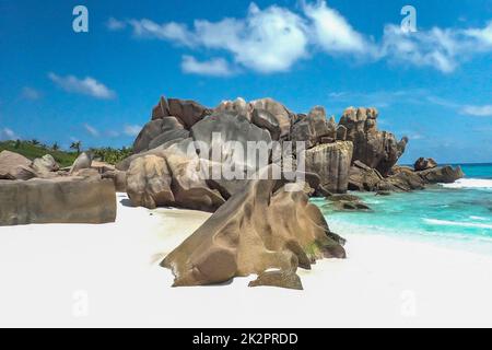 Seychellen, La Digue - Anse Cocos Stockfoto