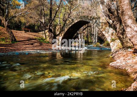 Kelefos-Brücke. Paphos District, Zypern Stockfoto