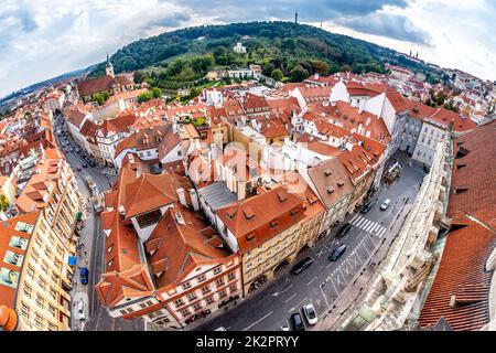 Panorama-Dachterrasse Blick über Prag, Tschechische Republik Stockfoto