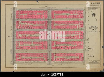 Kartografisch, Karten. 1930. Lionel Pincus und Prinzessin Firyal Map Division. Immobilien , New York (Bundesstaat) , New York, Manhattan (New York, N.Y.) Platte 99, Teil der Abschnitte 4 und 7: Begrenzt durch die W. 100. Street, Central Park West, W. 95. Street und Amsterdam Avenue Stockfoto