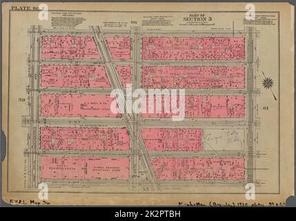 Kartografisch, Karten. 1930. Lionel Pincus und Prinzessin Firyal Map Division. Immobilien , New York (Bundesstaat) , New York, Manhattan (New York, N.Y.) Platte 60, Teil von Abschnitt 3: Begrenzt durch W. 37. Street, Fifth Avenue, W. 32. Street und Seventh Avenue Stockfoto