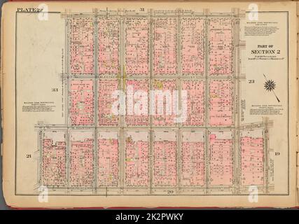 Kartografisch, Karten. 1927. Lionel Pincus und Prinzessin Firyal Map Division. Immobilien , New York (Bundesstaat) , New York, Manhattan (New York, N.Y.) Platte 22, Teil von Abschnitt 2: Begrenzt durch W. 3. Street, Broadway, E. Houston Street, Crosby Street, Prince Street, MacDougal Street, W. Houston Street und Sullivan Street Stockfoto