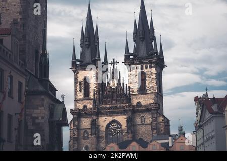 Gotische Kirche der Muttergottes vor dem Tyn. Prag, Tschechische Republik Stockfoto