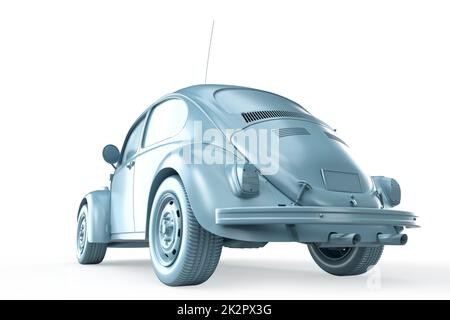 Rückansicht Oldtimer. 3D-Illustration Stockfoto
