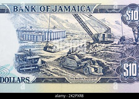 Die Bauxit-Industrie von jamaikanischem Geld Stockfoto