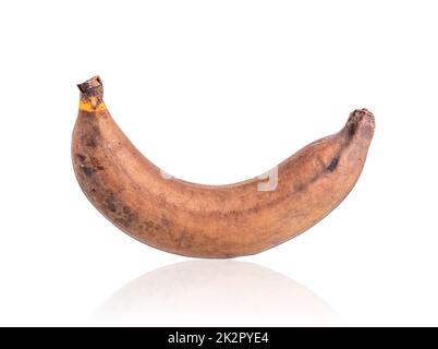 Faule Banane isoliert auf weißem Hintergrund Stockfoto