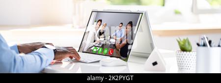 Videokonferenzen Für Geschäftsleute Auf Laptops Im Büro Stockfoto