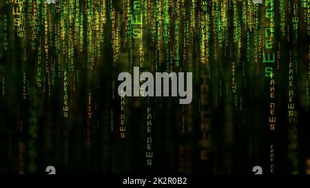 Fake News Daten Online-Code 3D Illustration Stockfoto