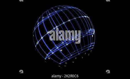 3D Illustration von Sphere Cyber Space Network Stockfoto