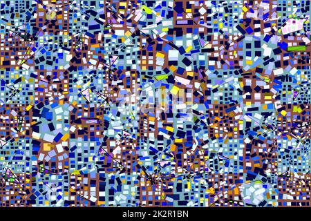 Kunstwerk abstrakter Komposition aus geometrischen Formen und Elementen Stockfoto