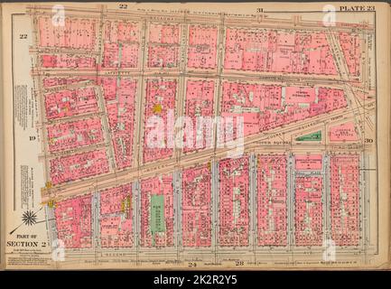 Kartografisch, Karten. 1921 - 1923. Lionel Pincus und Princess Firyal Map Division. Immobilien , New York (Bundesstaat) , New York, Manhattan (New York, N.Y.) Tafel 23: Begrenzt durch Broadway, E. 8. Street, Second Avenue und E. Houston Street Stockfoto