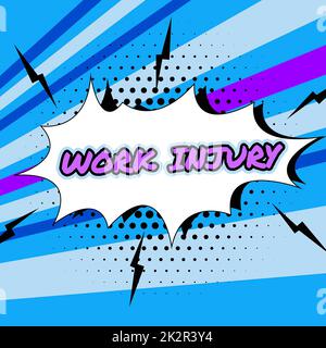 Schreiben mit Text Arbeitsverletzung. Konzeptfoto Unfall bei Arbeitsgefahr Unsichere Bedingungen verletzen Trauma Stockfoto