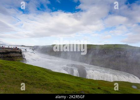 Gullfoss fällt in der Sommersaison Ansicht, Island Stockfoto