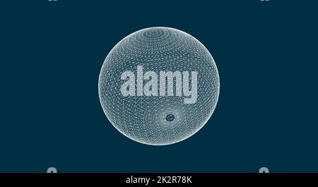 3D-Kugel mit Netzeffekt, abstrakte Verbindungen mit Punkten sind im Raum, übergeordneter Planet, Vektordarstellung Stockfoto