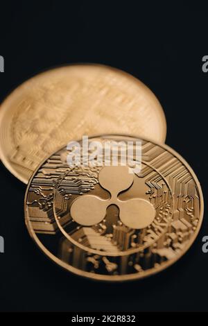 Golden Ripple XRP-Kryptowährung Stockfoto