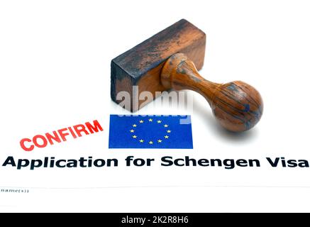 Anwendung für Schengen-Visum Stockfoto