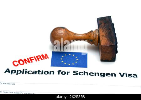 Anwendung für Schengen-Visum Stockfoto