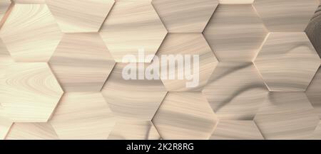 Abstrakter moderner Wabenhintergrund aus Holz Stockfoto