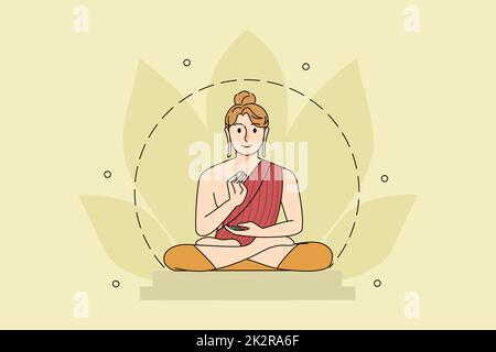 Ruhige Person in Lotusposition auf Buddha Purnima Stockfoto