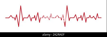 Herzpuls - gebogene rote Linie auf weißem Hintergrund, medizinische Tests - Vektor Stockfoto