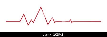 Herzpuls - gebogene rote Linie auf weißem Hintergrund - Vektor Stockfoto