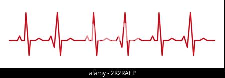 Herzpuls - gebogene rote Linie auf weißem Hintergrund, medizinische Tests - Vektor Stockfoto