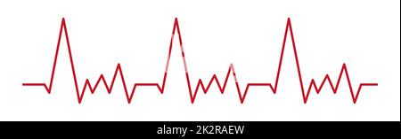 Herzpuls - gebogene rote Linie auf weißem Hintergrund, medizinische Tests - Vektor Stockfoto