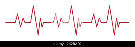 Herzpuls - gebogene rote Linie auf weißem Hintergrund, medizinische Tests - Vektor Stockfoto