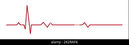Herzpuls - gebogene rote Linie auf weißem Hintergrund - Vektor Stockfoto