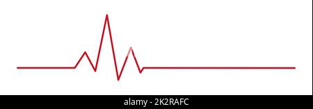 Herzpuls - gebogene rote Linie auf weißem Hintergrund - Vektor Stockfoto