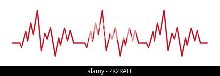 Herzpuls - gebogene rote Linie auf weißem Hintergrund, medizinische Tests - Vektor Stockfoto